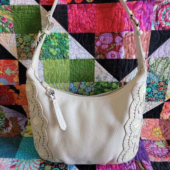 Brighton Masterpiece White Nikki Leather Shoulder Handbag with Hidden Pockets - Picture 3 of 10